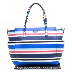 Pre Owned Kate Spade Multicolor Stripe Leather Grove Street Classic Shopper Tote