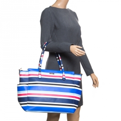 Pre Owned Kate Spade Multicolor Stripe Leather Grove Street Classic Shopper Tote