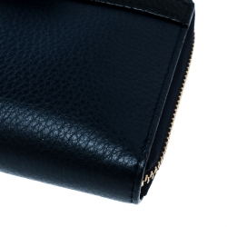 Pre Owned Kate Spade Blue Leather Bow Zip Around Wallet