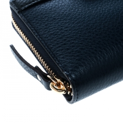 Pre Owned Kate Spade Blue Leather Bow Zip Around Wallet