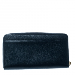 Pre Owned Kate Spade Blue Leather Bow Zip Around Wallet