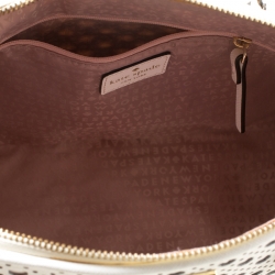 Pre Owned Kate Spade White Perforated Leather Newbury Lane Top Handle Bag
