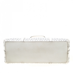 Pre Owned Kate Spade White Perforated Leather Newbury Lane Top Handle Bag