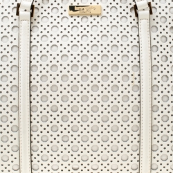 Pre Owned Kate Spade White Perforated Leather Newbury Lane Top Handle Bag