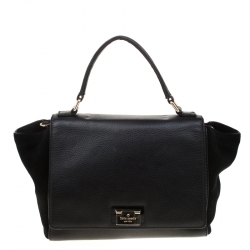 Kate Spade Black Leather and Suede Magnolia Park Top Handle Bag