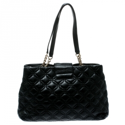 Pre Owned Kate Spade Black Quilted Leather Astor Court Elena Tote