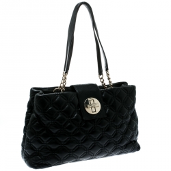Pre Owned Kate Spade Black Quilted Leather Astor Court Elena Tote