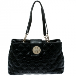 Pre Owned Kate Spade Black Quilted Leather Astor Court Elena Tote
