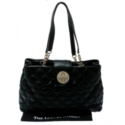 Pre Owned Kate Spade Black Quilted Leather Astor Court Elena Tote