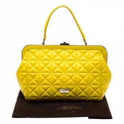 Pre Owned Kate Spade Yellow Quilted Leather Sedwick Place Satchel 
