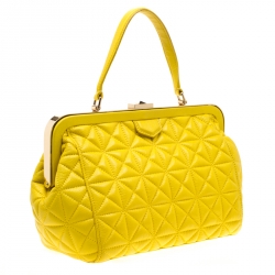 Pre Owned Kate Spade Yellow Quilted Leather Sedwick Place Satchel 