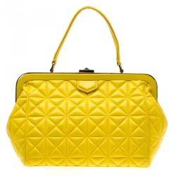 Pre Owned Kate Spade Yellow Quilted Leather Sedwick Place Satchel 