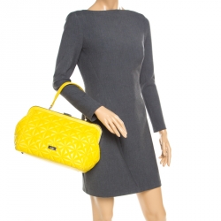 Pre Owned Kate Spade Yellow Quilted Leather Sedwick Place Satchel 