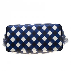 Pre Owned Kate Spade Blue/ White Harmony Gingham Shopper Tote
