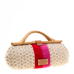 Pre Owned Kate Spade Tri Color Woven Fabric Selby Napoli Clutch