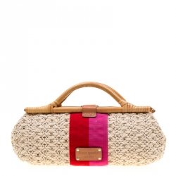 Pre Owned Kate Spade Tri Color Woven Fabric Selby Napoli Clutch