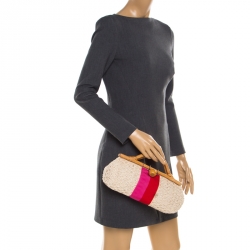 Pre Owned Kate Spade Tri Color Woven Fabric Selby Napoli Clutch