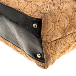 Pre Owned Kate Spade Light Brown Glitter Quilted Fabric and Leather Astor Court Elena Tote