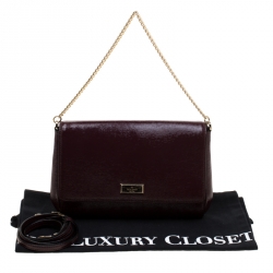 Pre Owned Kate Spade Burgundy Patent Leather Greer Bixby Place Crossbody Bag