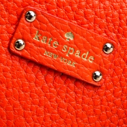 Pre Owned Kate Spade Orange/Pink Leather Side Zip Tote