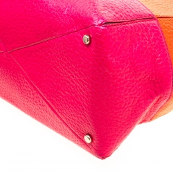 Pre Owned Kate Spade Orange/Pink Leather Side Zip Tote