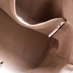 Pre Owned Kate Spade White/Brown Striped Straw Clet Street Blair Tote