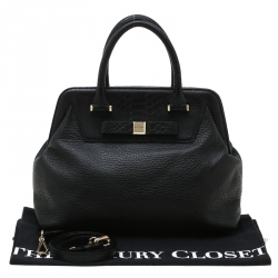 Pre Owned Kate Spade Black Leather Frame Satchel 