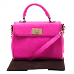 Pre Owned Kate Spade Pink Leather Irving Place Little Nadine Top Handle Bag