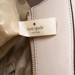 Pre Owned Kate Spade Grey/Off White Leather Cedar Street Hayden Tote
