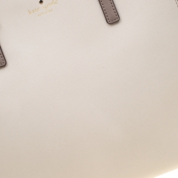 Pre Owned Kate Spade Grey/Off White Leather Cedar Street Hayden Tote