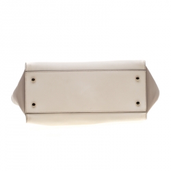 Pre Owned Kate Spade Grey/Off White Leather Cedar Street Hayden Tote