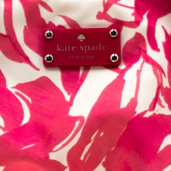 Pre Owned Kate Spade Pink/White Printed Nylon Stevie Shoulder Bag
