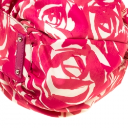 Pre Owned Kate Spade Pink/White Printed Nylon Stevie Shoulder Bag