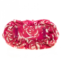 Pre Owned Kate Spade Pink/White Printed Nylon Stevie Shoulder Bag