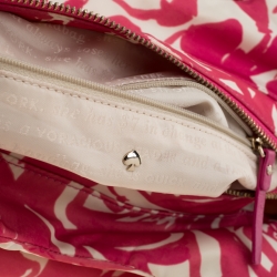 Pre Owned Kate Spade Pink/White Printed Nylon Stevie Shoulder Bag