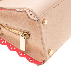 Pre Owned Kate Spade Beige Leather Perforated Lace Satchel