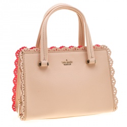 Pre Owned Kate Spade Beige Leather Perforated Lace Satchel