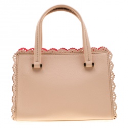 Pre Owned Kate Spade Beige Leather Perforated Lace Satchel