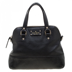 Pre Owned Kate Spade Black Leather Wellesley Rachelle Satchel