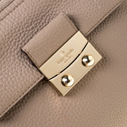 Pre Owned Kate Spade Dark Beige Leather Front Flap Pocket Satchel