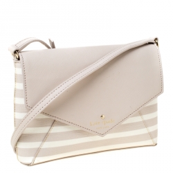 Pre Owned Kate Spade Beige/White Leather Cedar Street Crossbody Bag
