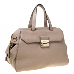 Pre Owned Kate Spade Beige Leather Front Pocket Satchel