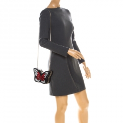 Pre Owned Kate Spade Multicolor Crystal Embellished Wing It Butterfly Chain Clutch