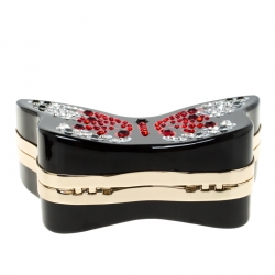 Pre Owned Kate Spade Multicolor Crystal Embellished Wing It Butterfly Chain Clutch