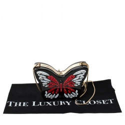 Pre Owned Kate Spade Multicolor Crystal Embellished Wing It Butterfly Chain Clutch