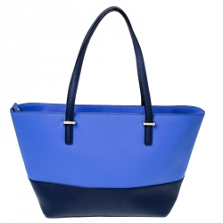 Pre Owned Kate Spade Blue/Navy Blue Leather Mini Harmony Tote