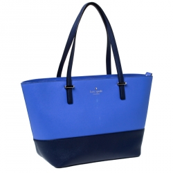 Pre Owned Kate Spade Blue/Navy Blue Leather Mini Harmony Tote