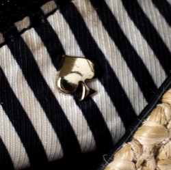 Pre Owned Kate Spade Beige/Black Woven Raffia and Leather Little Minka Shoulder Bag