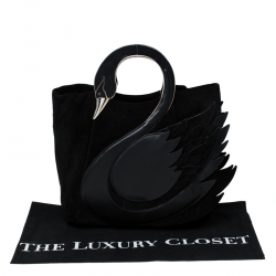 مملوكة مسبقًا Kate Spade Black Suede and Leather On Pointe Swan Tote