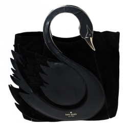 مملوكة مسبقًا Kate Spade Black Suede and Leather On Pointe Swan Tote